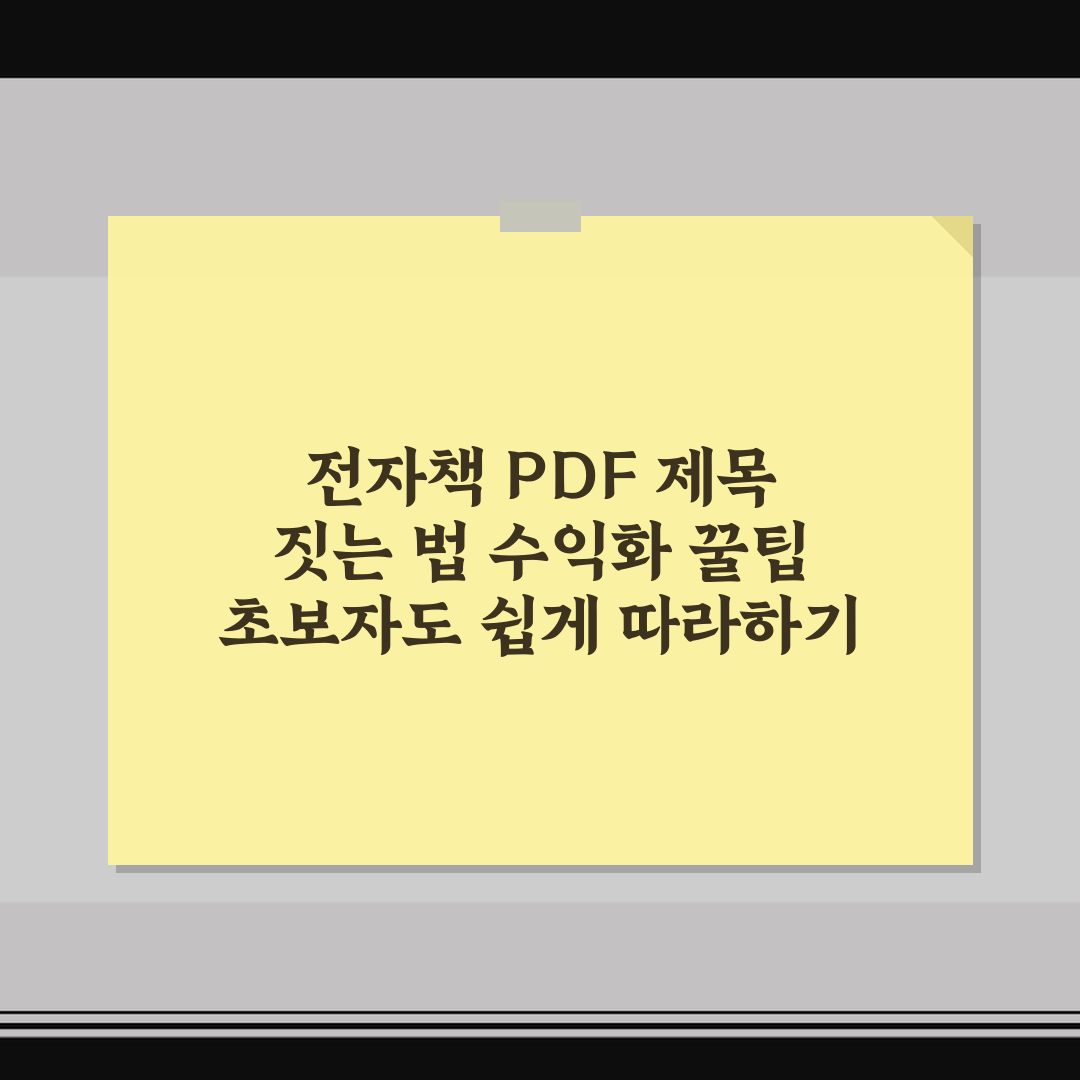 전자책 PDF 제목 짓는 법 수익화 꿀팁 초보자도 쉽게 따라하기