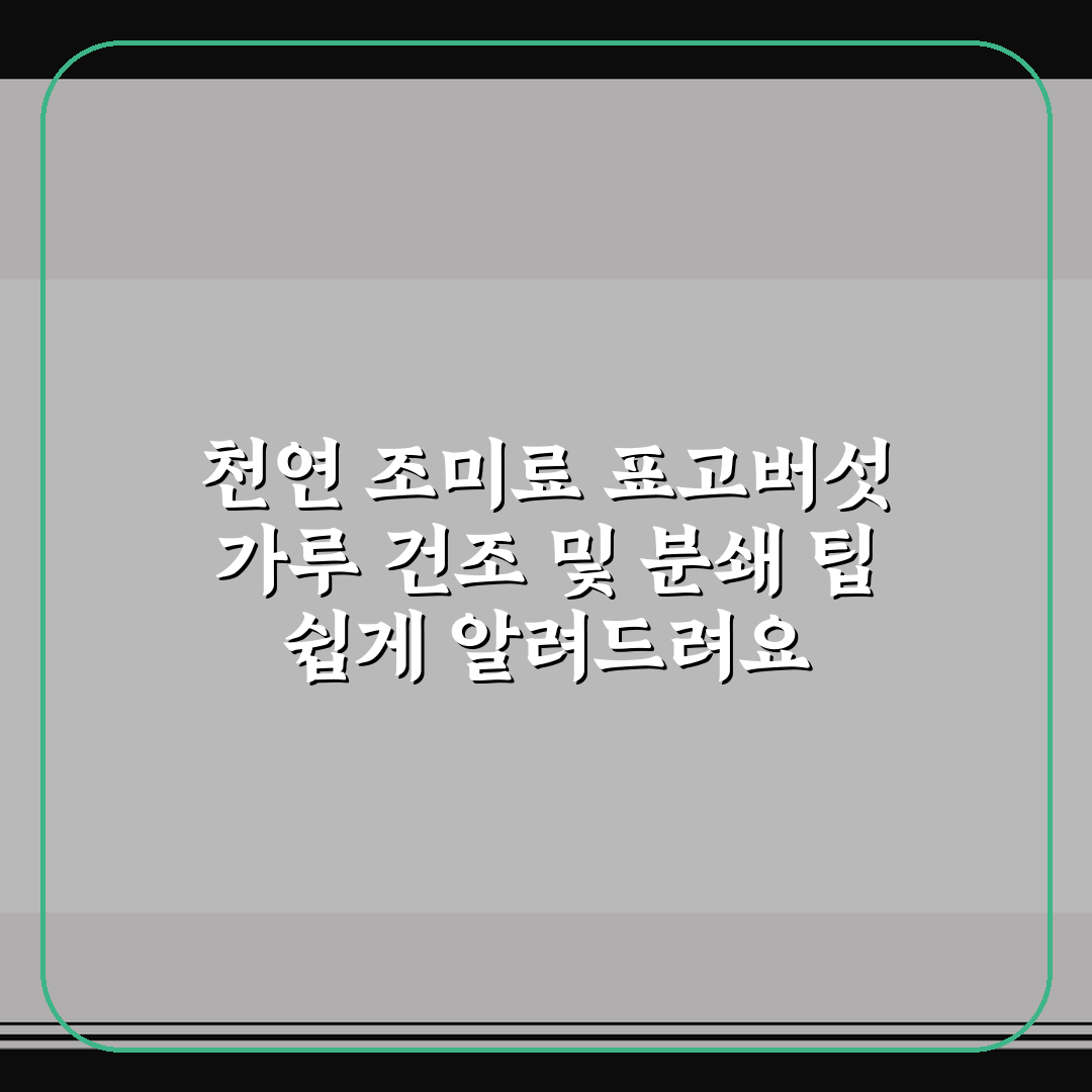 천연 조미료 표고버섯 가루 건조 및 분쇄 팁 쉽게 알려드려요