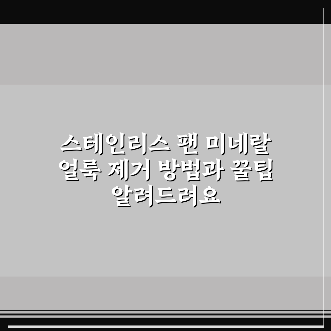 스테인리스 팬 미네랄 얼룩 제거 방법과 꿀팁 알려드려요