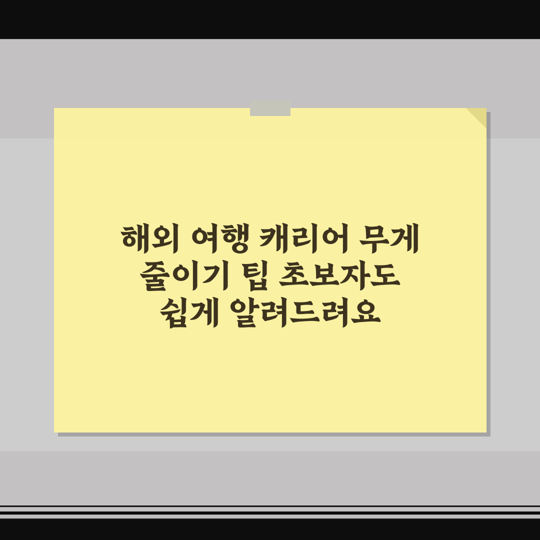 해외 여행 캐리어 무게 줄이기 팁 초보자도 쉽게 알려드려요