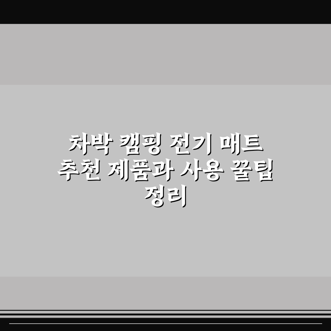 차박 캠핑 전기 매트 추천 제품과 사용 꿀팁 정리