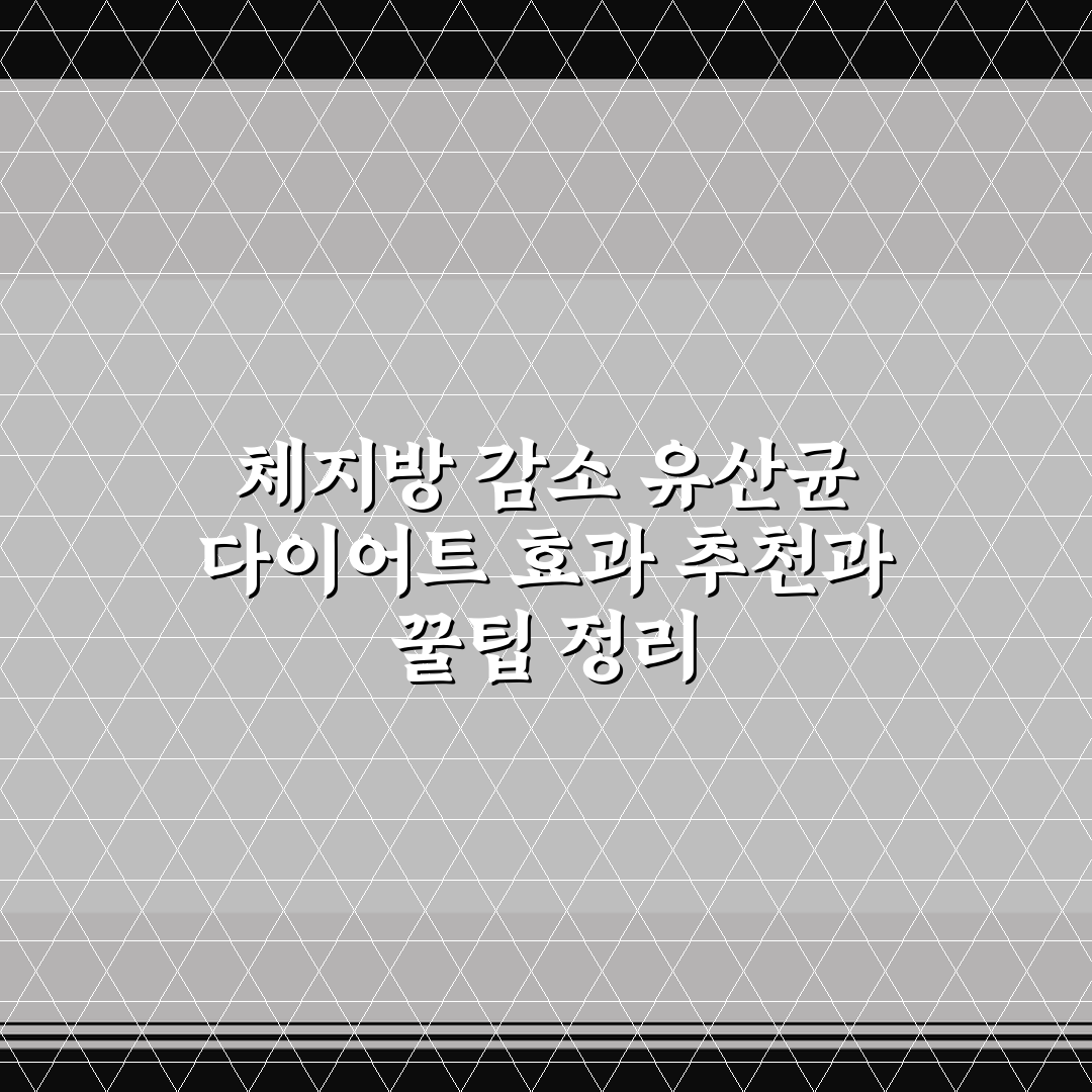 체지방 감소 유산균 다이어트 효과 추천과 꿀팁 정리