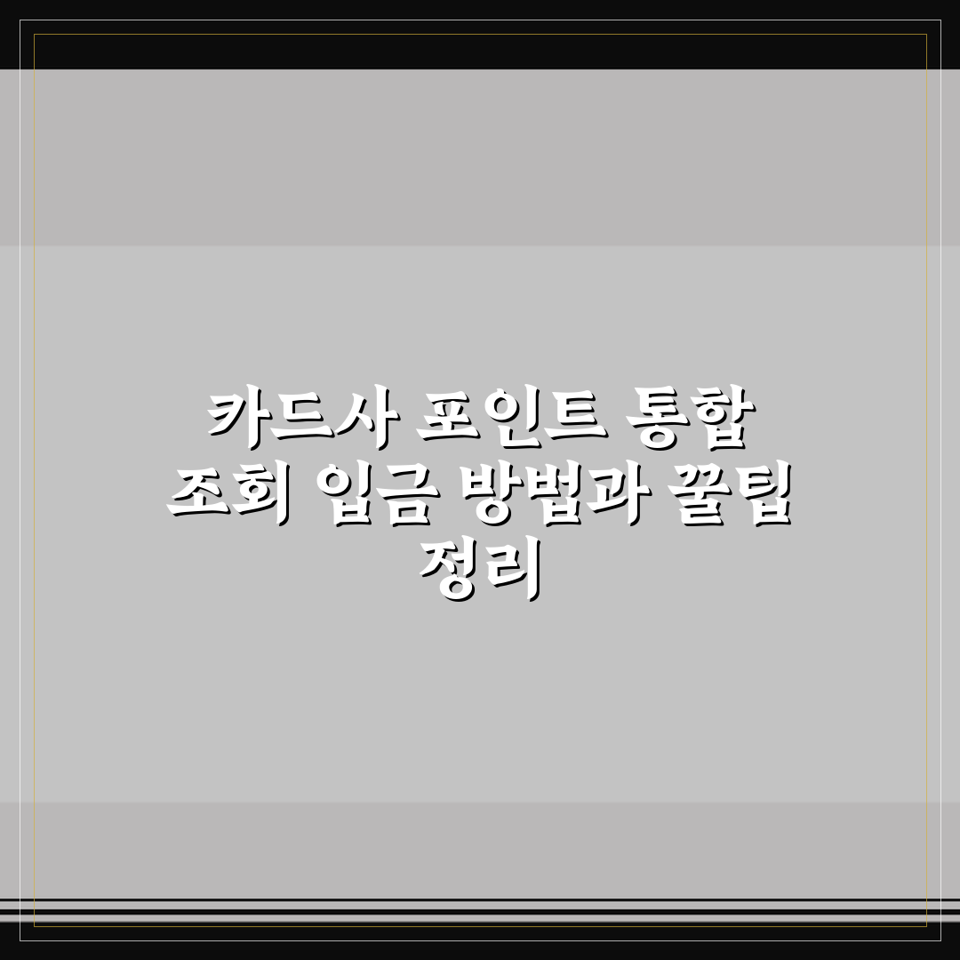 카드사 포인트 통합 조회 입금 방법과 꿀팁 정리