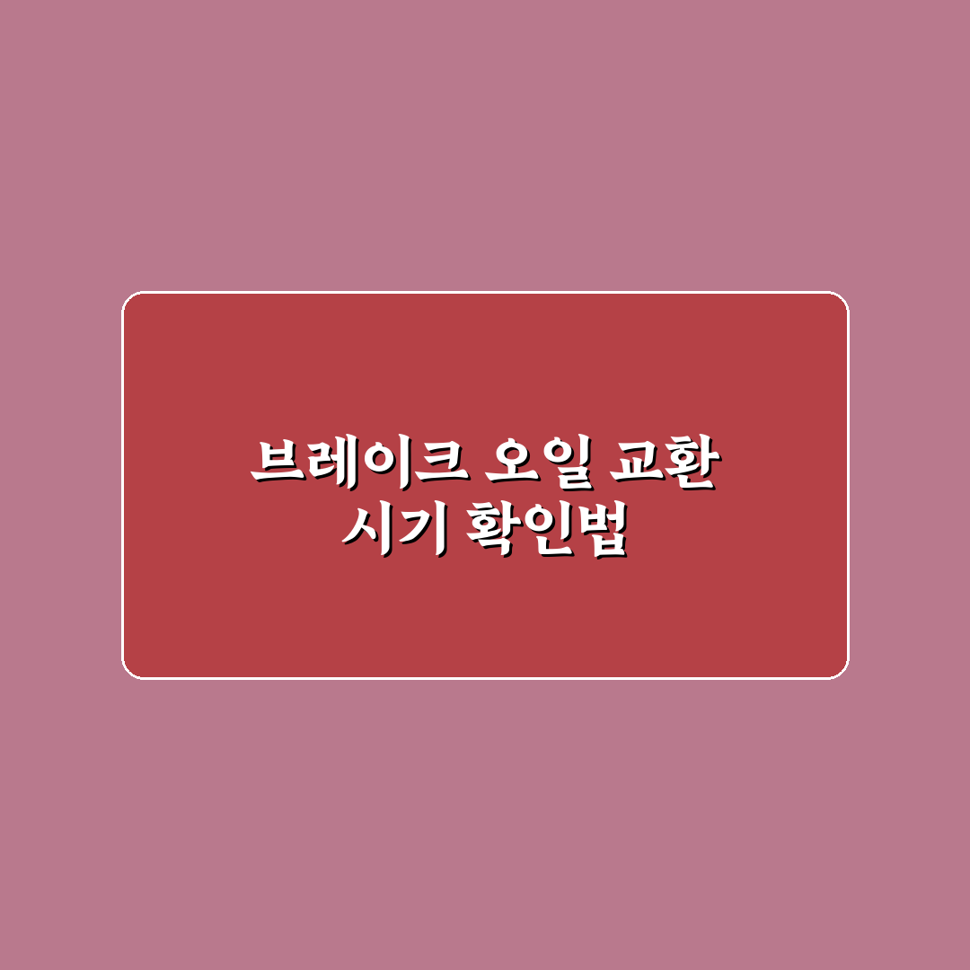브레이크 오일 교환 증상 5가지 체크포인트와 판단 기준