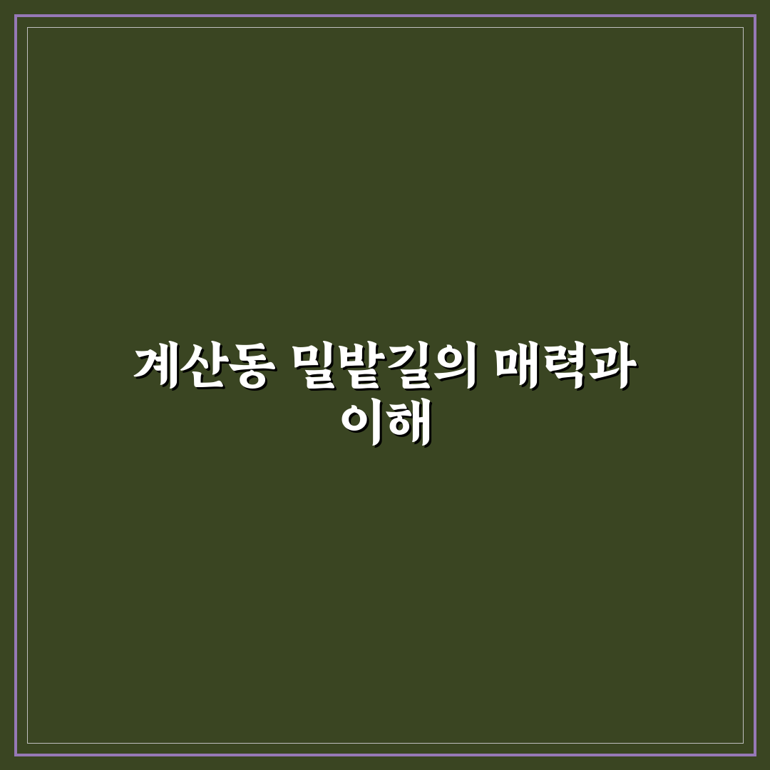 계산동 밀밭길 방문 전 알아두면 좋은 꿀팁 공유