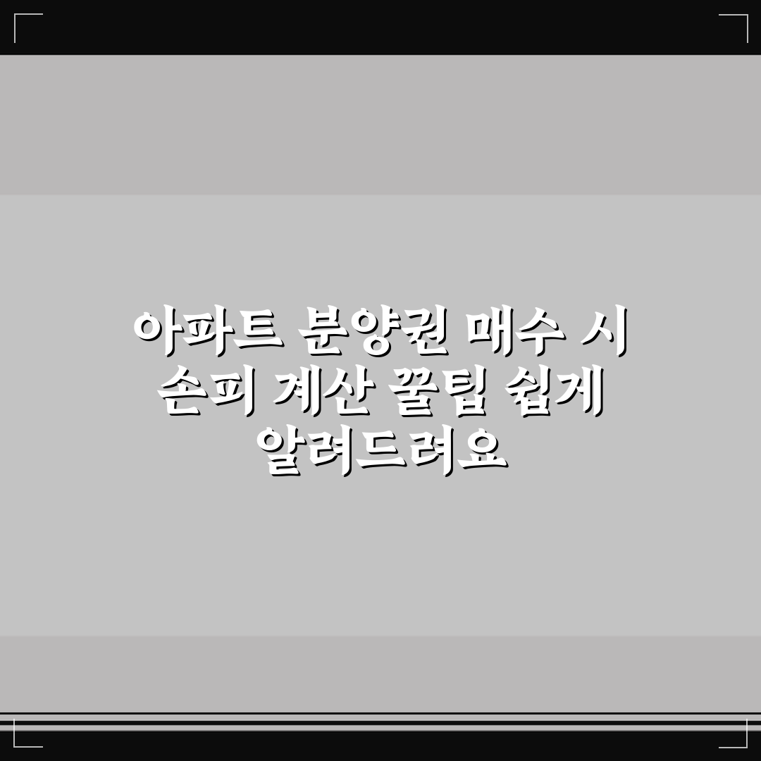아파트 분양권 매수 시 손피 계산 꿀팁 쉽게 알려드려요