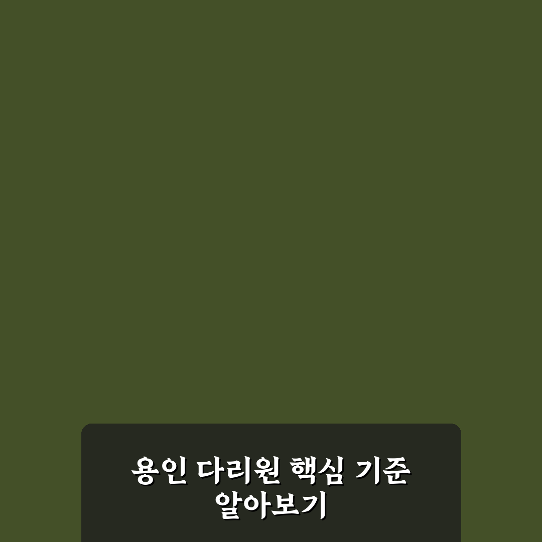 용인 다리원 선택을 위한 5가지 비교 기준 총정리