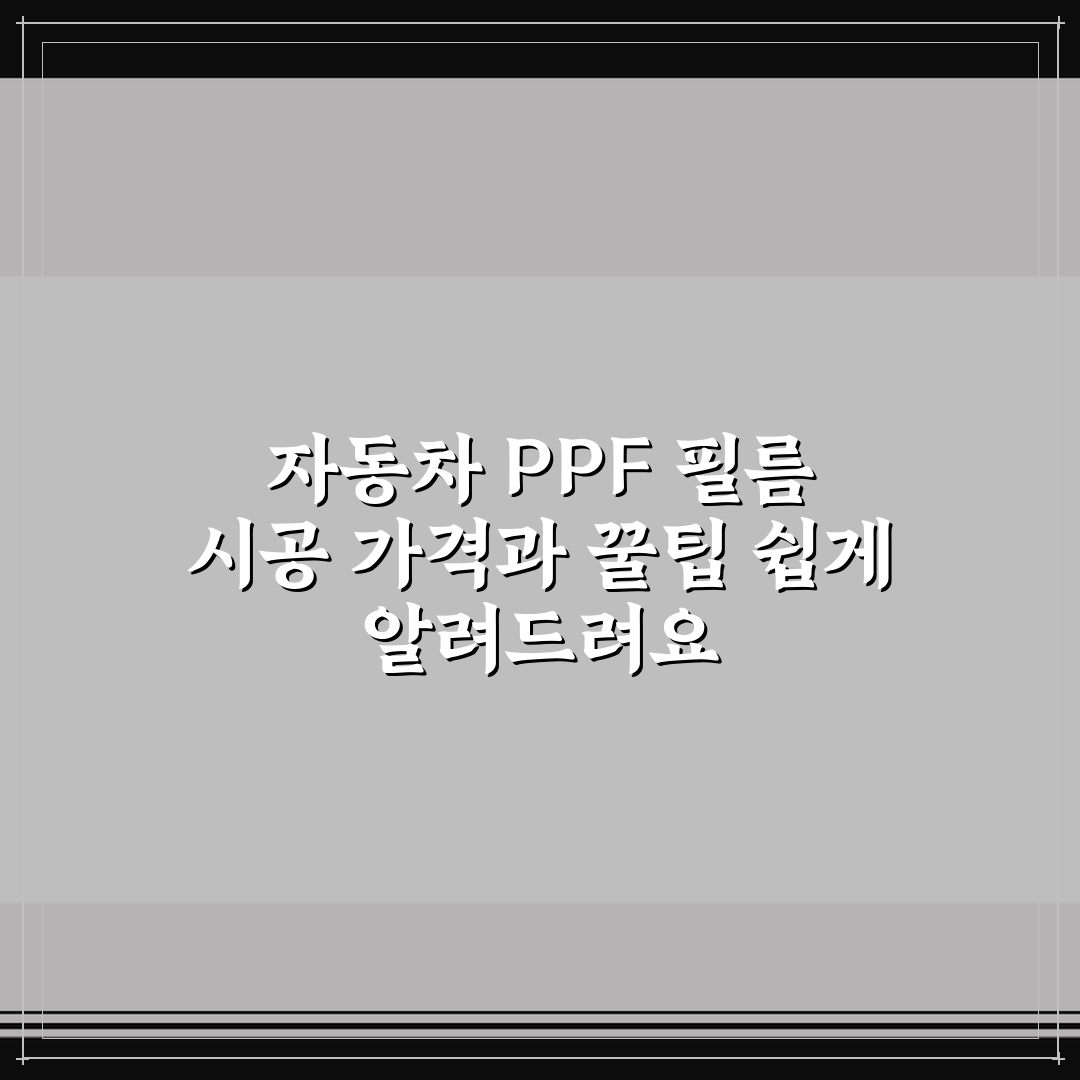 자동차 PPF 필름 시공 가격과 꿀팁 쉽게 알려드려요