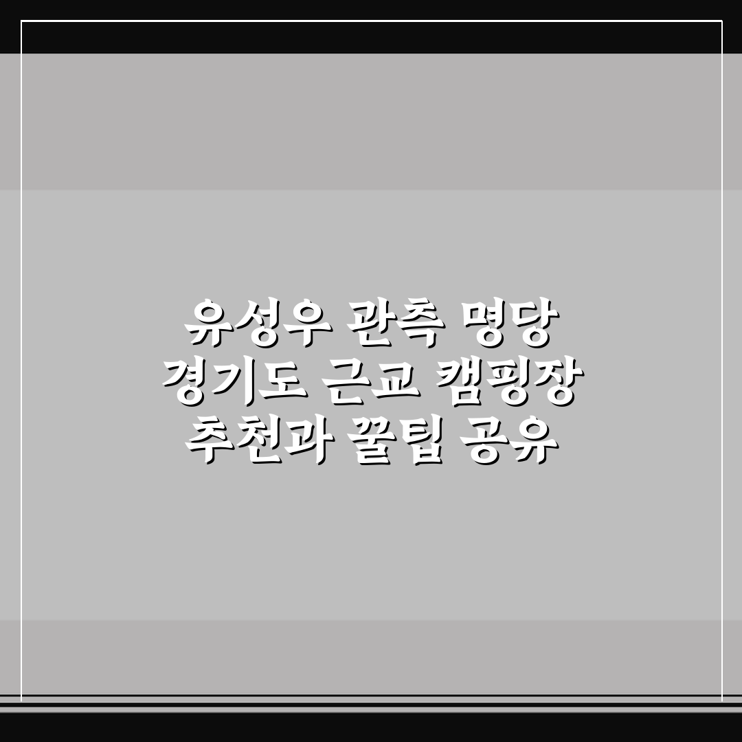 유성우 관측 명당 경기도 근교 캠핑장 추천과 꿀팁 공유