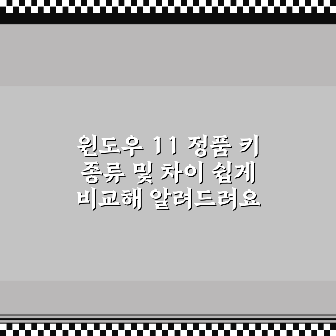 윈도우 11 정품 키 종류 및 차이 쉽게 비교해 알려드려요