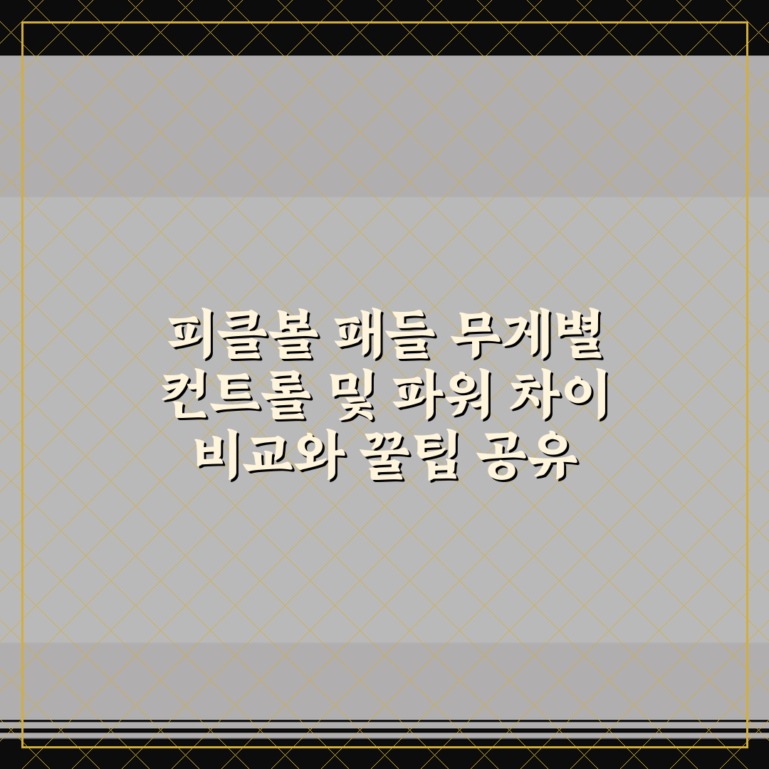 피클볼 패들 무게별 컨트롤 및 파워 차이 비교와 꿀팁 공유