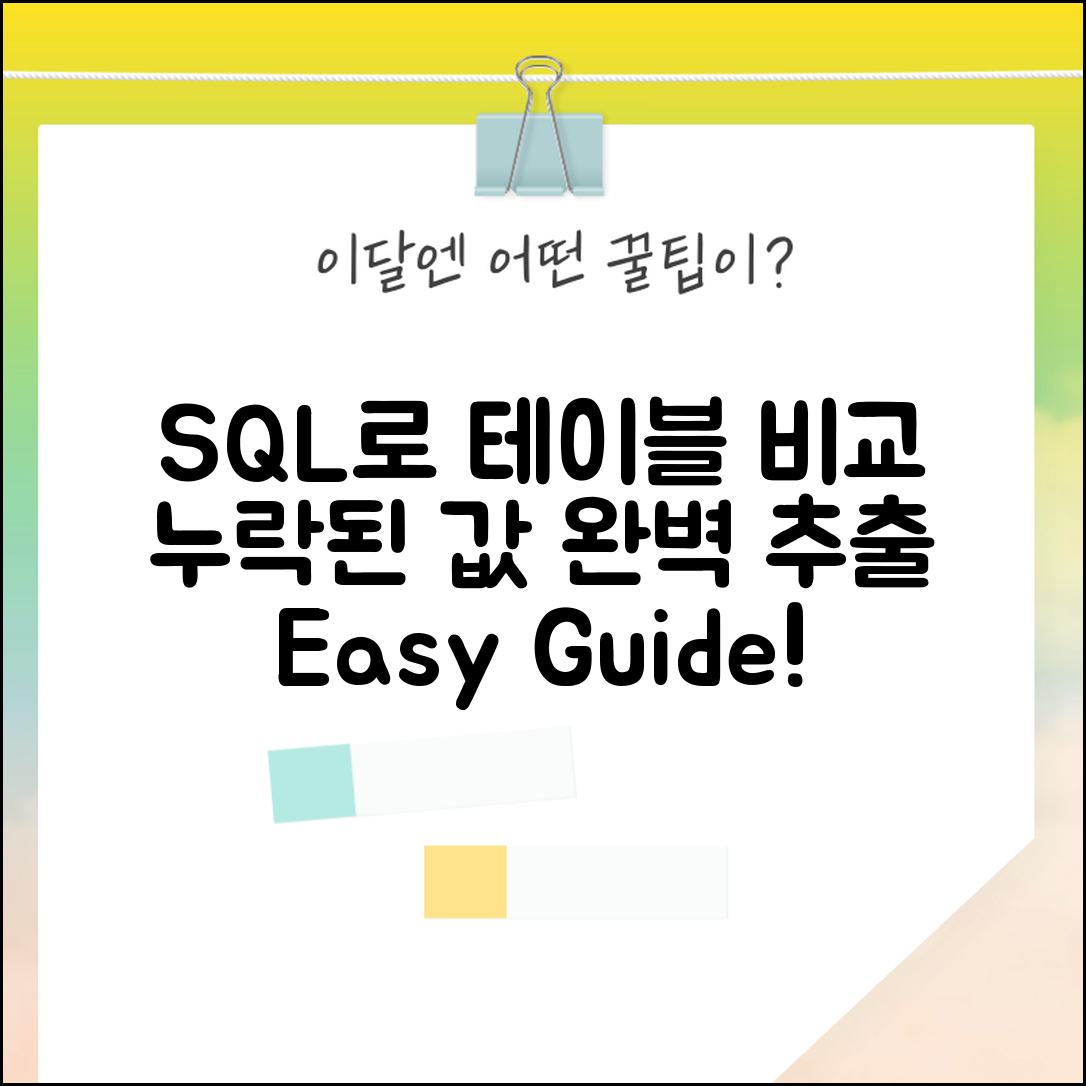 SQL로 두 테이블 비교 및 누락된 값 추출하기 완벽 가이드