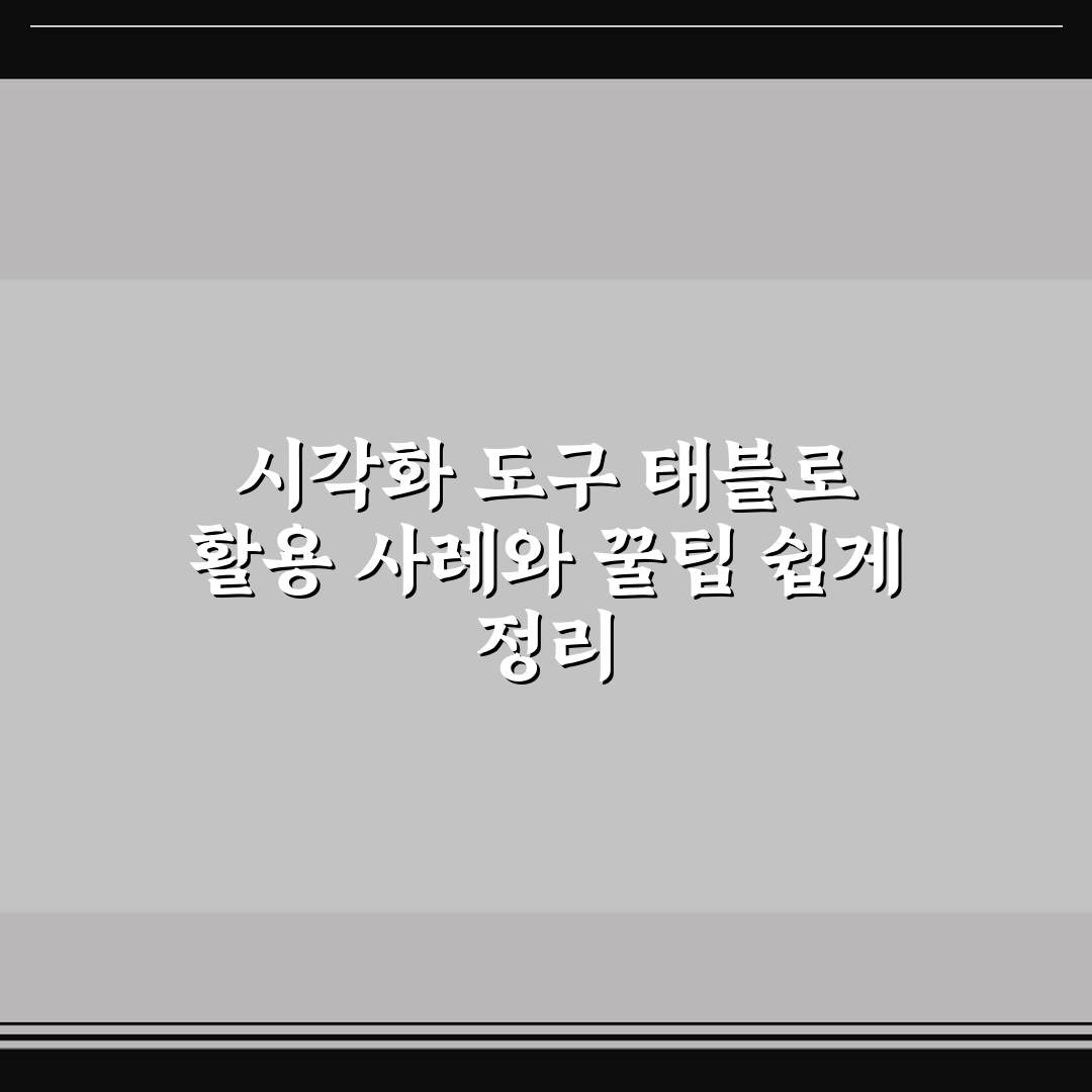 시각화 도구 태블로 활용 사례와 꿀팁 쉽게 정리